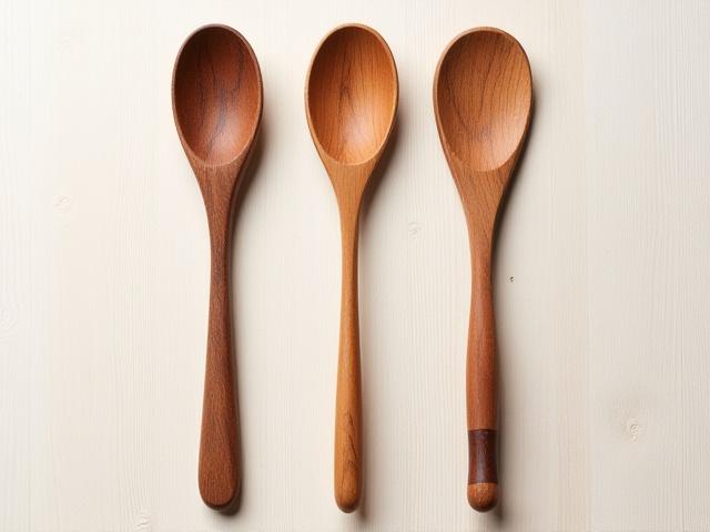 Set of Three Essential Spoons including stirring, tasting, and serving spoons.